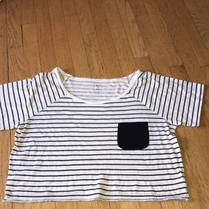 Black and white striped crop top